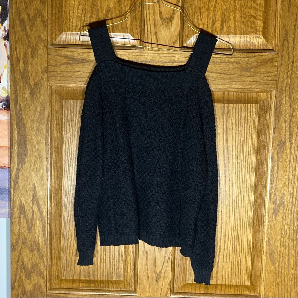 Black SO Cold Shoulder Sweater